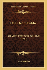 De L'Ordre Public