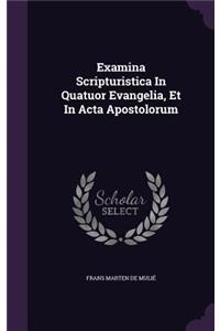 Examina Scripturistica In Quatuor Evangelia, Et In Acta Apostolorum
