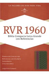 RVR 1960 Biblia Compacta Letra Grande con Referencias, chocolate/ciruela/verde jade símil piel