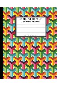 College Ruled Composition Notebook 8 x 10, Abstract Isometric 3D