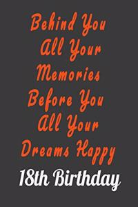 Behind You All Your Memories Before You All Your Dreams Happy 18th Birthday