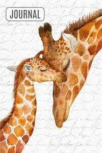 Lined Journal Notebook Mother & Baby Giraffes