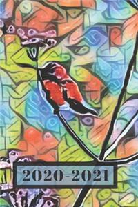 Pink Peach Blue & Black Golden Hummingbird Nature Lover's Dated Weekly 2 year Calendar Planner