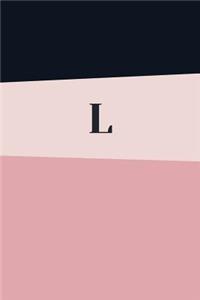 Monogram Initial L Notebook: Pink Geometric, Wide Ruled Notebook for Women, 120 Pages, 6x9