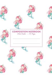 Composition Notebook Wide Ruled 110 Pages: Red Headed Mermaid Notebook, School Writing Book and Journal for Girls