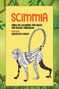 Libro da colorare per adulti per buone vibrazioni - Disegni Anti stress - Animale - Scimmia