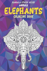 Coloring Book Animals - Mandala Stress Relief - Elephants