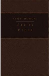NKJV, Apply the Word Study Bible, Large Print, Imitation Leather, Brown, Indexed, Red Letter Edition