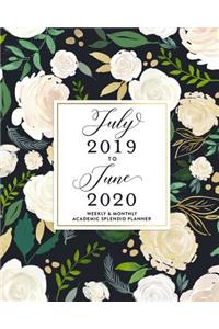 July 2019 to June 2020 Weekly & Monthly Academic Splendid Planner