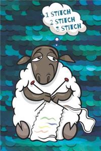 'Counting Stitches' Woolly Sheep Knitters Notebook With Knitting Graph Paper For Knitting Patterns