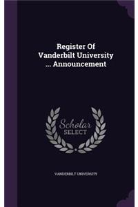 Register Of Vanderbilt University ... Announcement