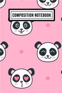 Panda Wide Ruled Composition Notebook