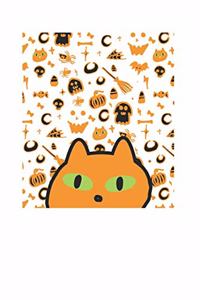 Cute Orange Cat 120 Page Notebook Lined Journal for Halloween Lovers