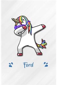 Ford A5 Lined Notebook 110 Pages: Funny Blank Journal For Personalized Dabbing Unicorn Family First Name Middle Last. Unique Student Teacher Scrapbook/ Composition Great For Home Sch