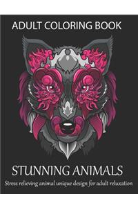 Adult coloring book stunning animals stress relieving animal unique design for adult reluxation
