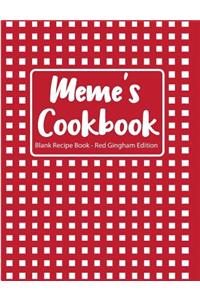 Meme's Cookbook Blank Recipe Book Red Gingham Edition