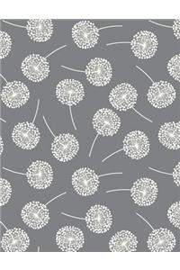 My Big Fat Bullet Journal Dandelions on Gray: Jumbo Sized Graph Design Bullet Notebook Journal - 300 Plus Numbered Pages with 300 Graph Style Grid Pages, 6 Index Pages and 2 Key Pages in Large 8.5 X 11 Size