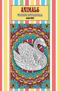 Coloring Book Mandala Animals - Large Print