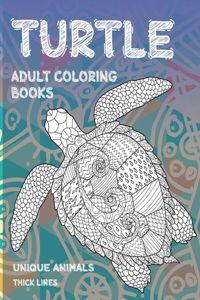 Adult Coloring Books Unique Animals - Thick Lines - Turtle