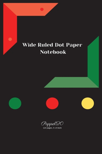 Wide Ruled Dot Paper Notebook - Black cover -124 pages -5x8-Inches