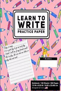Learn To Write Practice Paper