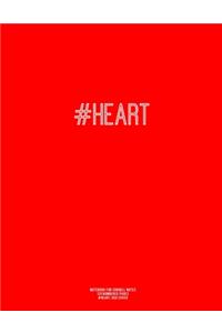 Notebook for Cornell Notes, 120 Numbered Pages, #HEART, Red Cover