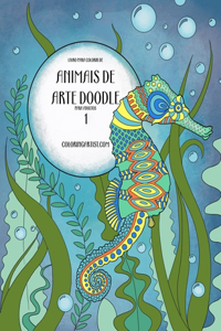 Livro para Colorir de Animais de Arte Doodle para Adultos 1