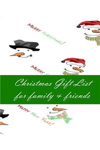 Christmas Gift List for Family & Friends