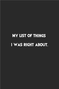 My list of things I was right about.