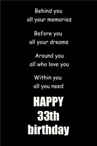 Behind you, all your memories. Before you, all your dreams happy 33th birthday