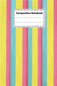 Composition notebook Vintage-Rainbow colorful background Pink yellow and blue color for School and College