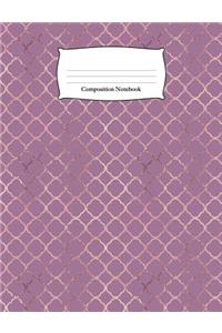 Composition Notebook: Rose Gold Christian Quatrefoil Wide Ruled Notebook