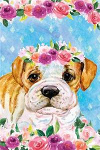 Journal Notebook For Dog Lovers Bulldog Puppy In Flowers 4