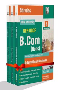Shivdas BCom Hons Semester 4 International Business, Business Statistics, Cost Accounting (Pack of 3) Solved 10 years PYQs based on NEP UGCF 2022