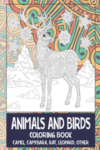 Animals and Birds - Coloring Book - Camel, Capybara, Rat, Leopard, other