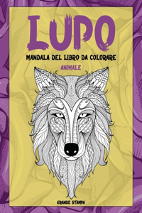 Mandala del libro da colorare - Grande stampa - Animale - Lupo