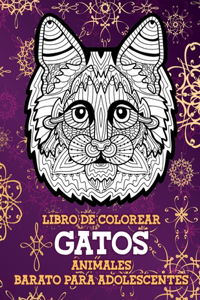 Libro de colorear - Barato para adolescentes - Animales - Gatos