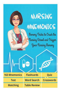 NURSING MNEMONICS - 163 Mnemonics, Flashcards, Quiz, Test, Word Search, Crosswords, Matching, Table Review