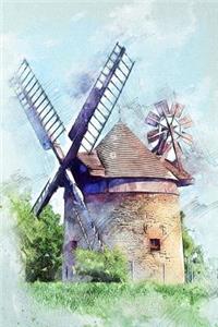 Charming Vintage Windmill Illustration Journal