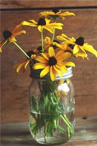 Rustic Brown-Eyed Susan Flowers in a Jar Journal: 150 Page Lined Notebook/Diary