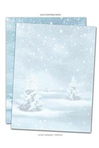 Blue Christmas Snow Stationary Paper