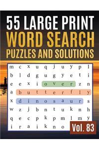 55 Large Print Word Search Puzzles and Solutions