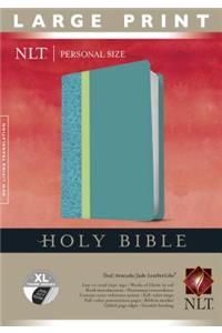 Personal Size Large Print Bible-NLT: New Living Translation, Teal/Avocado/Jade TuTone, Leatherlike, Personal Size