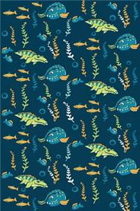 Journal: Dinosaur Fish 6x9 - Lined Journal - Writing Journal with Blank Lined Pages