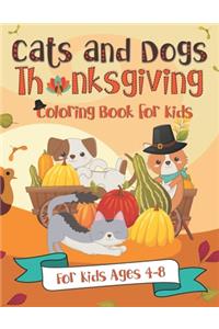 Cats and Dogs Thanksgiving Coloring Book for Kids