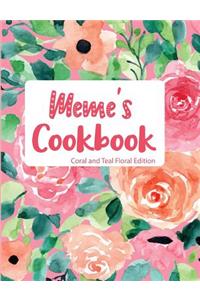 Meme's Cookbook Coral and Teal Floral Edition