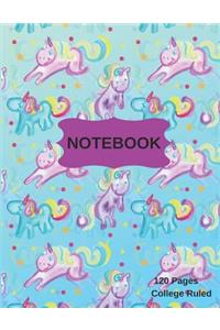 Unicorn Notebook: College Ruled -120 Pages - 8.5 X 11 (Journal, Diary, Composition, Writing Tablet)