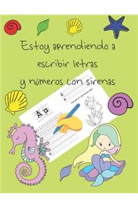Estoy aprendiendo a escribir letras y números con sirenas
