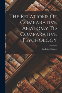 Relations Of Comparative Anatomy To Comparative Psychology