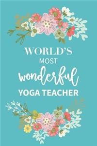 World's Most Wonderful Yoga Teacher Journal Thank You Gift Notebook